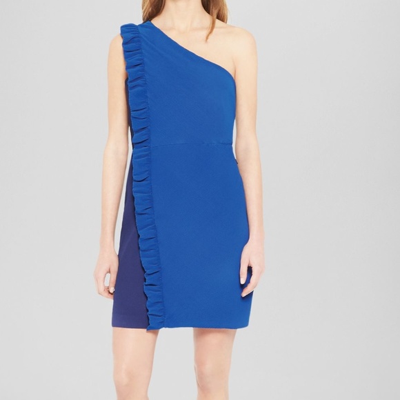 NWT Sandro RDV Two-Tone One Shoulder Ribbed Dress - Picture 1 of 8